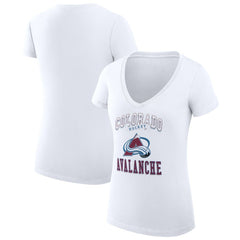 Colorado Avalanche G-III 4Her by Carl Banks Women's Super-Slim Fit Lightweight Team Logo Graphic V-Neck T-Shirt - White | US 201613005