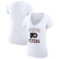 Philadelphia Flyers G-III 4Her by Carl Banks Women's Super-Slim Fit Lightweight Team Logo Graphic V-Neck T-Shirt - White | US 201613013