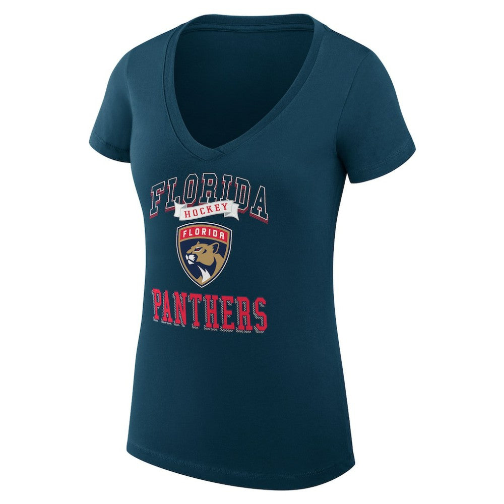 Florida Panthers G-III 4Her by Carl Banks Women's Super-Slim Fit Lightweight Team Logo Graphic V-Neck T-Shirt - Navy | US 201613023