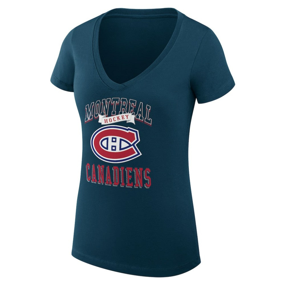 Montreal Canadiens G-III 4Her by Carl Banks Women's Super-Slim Fit Lightweight Team Logo Graphic V-Neck T-Shirt - Navy | US 201613027