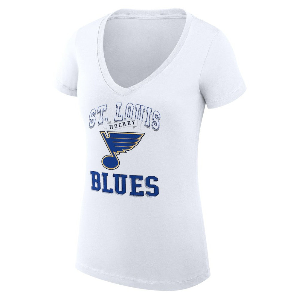 St. Louis Blues G-III 4Her by Carl Banks Women's Super-Slim Fit Lightweight Team Logo Graphic V-Neck T-Shirt - White | US 201613029
