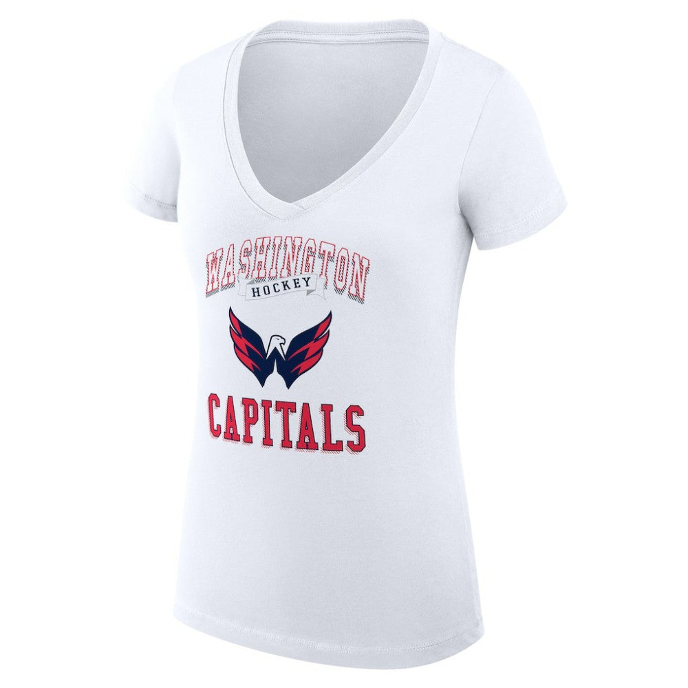 Washington Capitals G-III 4Her by Carl Banks Women's Super-Slim Fit Lightweight Team Logo Graphic V-Neck T-Shirt - White | US 201613039