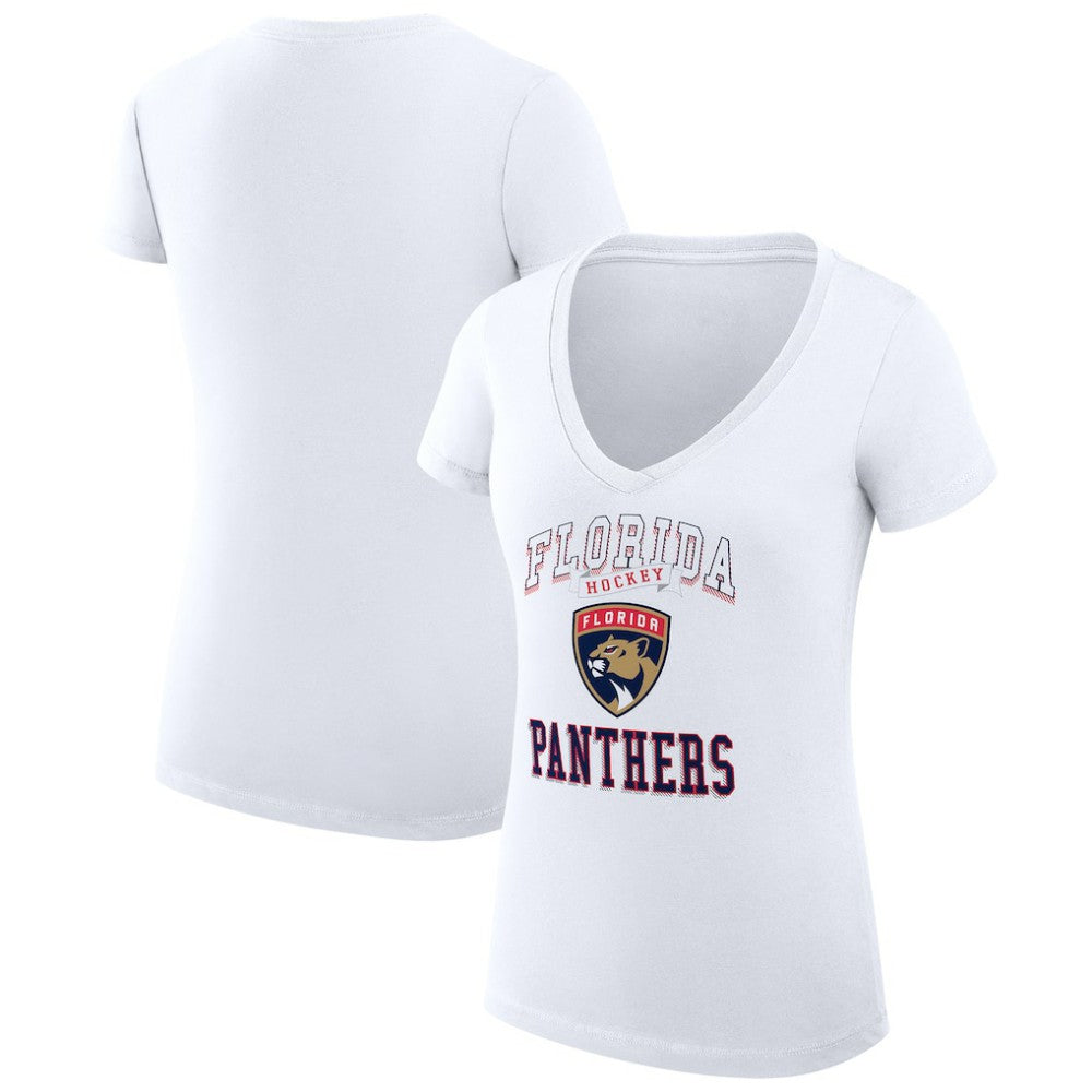 Florida Panthers G-III 4Her by Carl Banks Women's Super-Slim Fit Lightweight Team Logo Graphic V-Neck T-Shirt - White | US 201613042