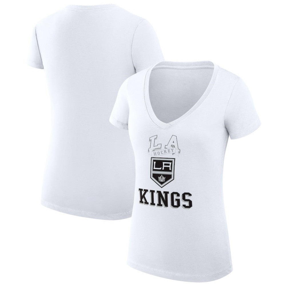 Los Angeles Kings G-III 4Her by Carl Banks Women's Super-Slim Fit Lightweight Team Logo Graphic V-Neck T-Shirt - White | US 201613047