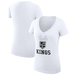 Los Angeles Kings G-III 4Her by Carl Banks Women's Super-Slim Fit Lightweight Team Logo Graphic V-Neck T-Shirt - White | US 201613047