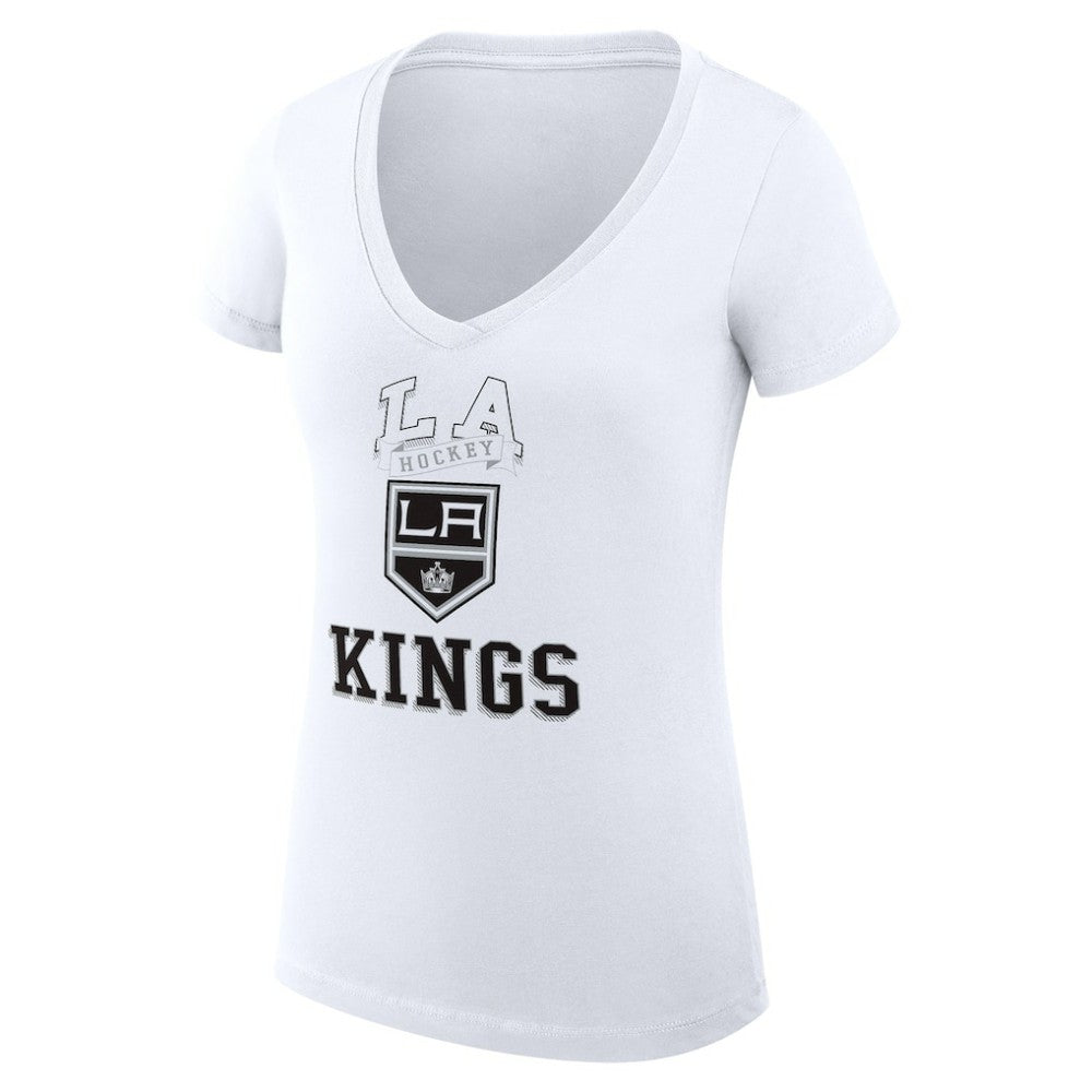 Los Angeles Kings G-III 4Her by Carl Banks Women's Super-Slim Fit Lightweight Team Logo Graphic V-Neck T-Shirt - White | US 201613047