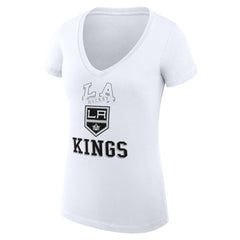 Los Angeles Kings G-III 4Her by Carl Banks Women's Super-Slim Fit Lightweight Team Logo Graphic V-Neck T-Shirt - White | US 201613047