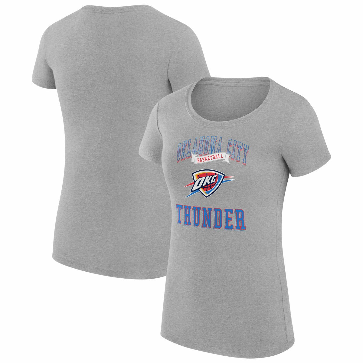 Oklahoma City Thunder G-III 4Her by Carl Banks Women's Super-Slim Fit Lightweight Team Logo T-Shirt Heather Gray