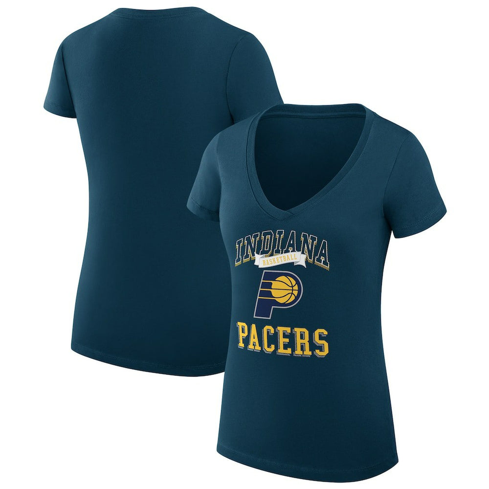 Indiana Pacers G-III 4Her by Carl Banks Women's Super-Slim Fit Lightweight Team Logo V-Neck T-Shirt Navy