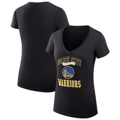 Golden State Warriors G-III 4Her by Carl Banks Women's Super-Slim Fit Lightweight Team Logo V-Neck T-Shirt Black