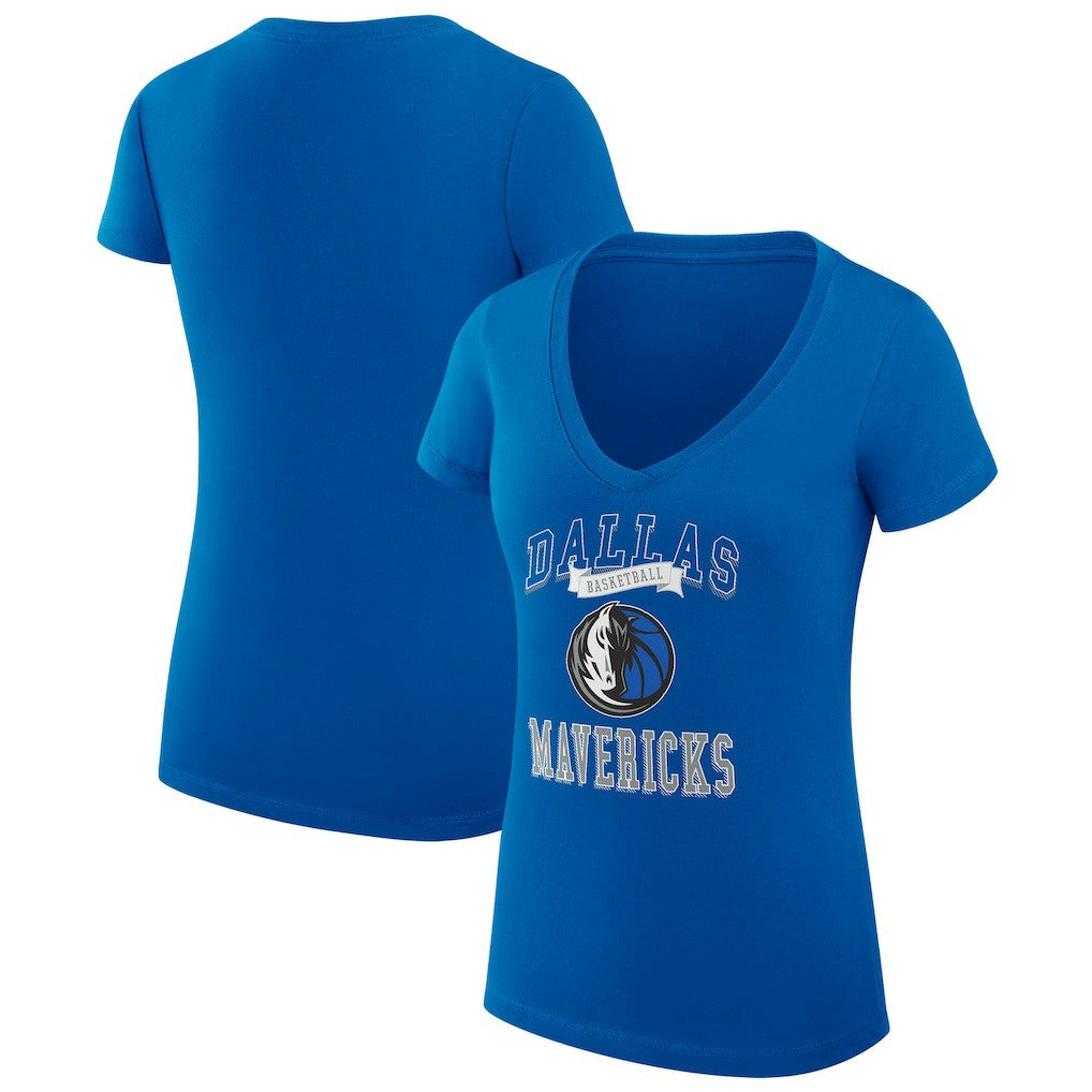 Dallas Mavericks G-III 4Her by Carl Banks Women's Super-Slim Fit Lightweight Team Logo V-Neck T-Shirt Blue