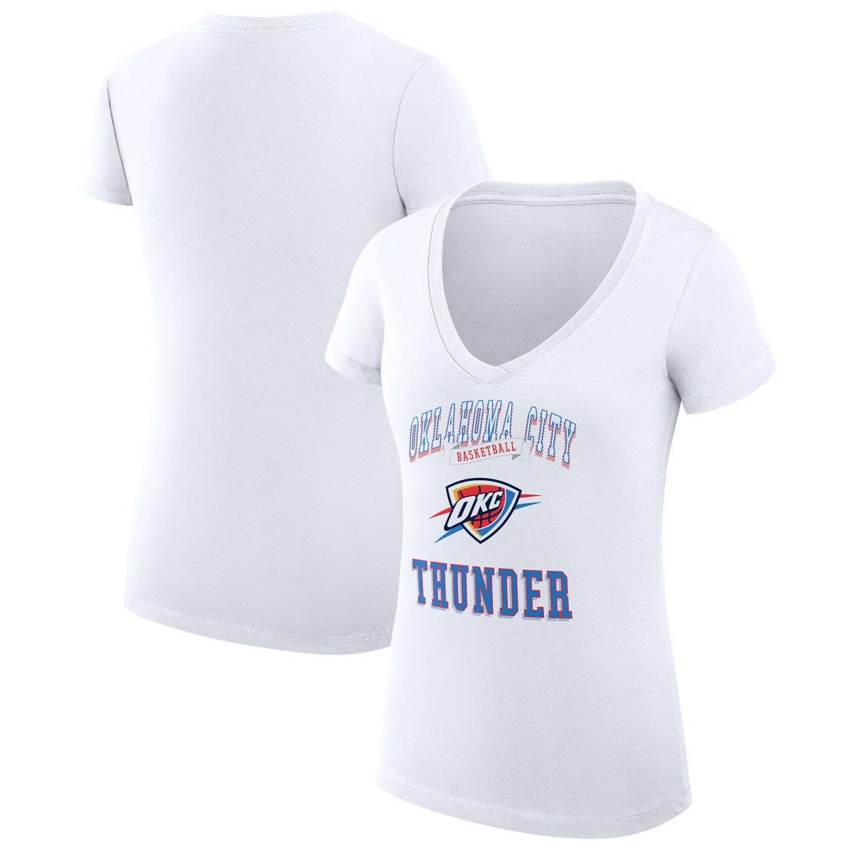 Oklahoma City Thunder G-III 4Her by Carl Banks Women's Super-Slim Fit Lightweight Team Logo V-Neck T-Shirt White outlet
