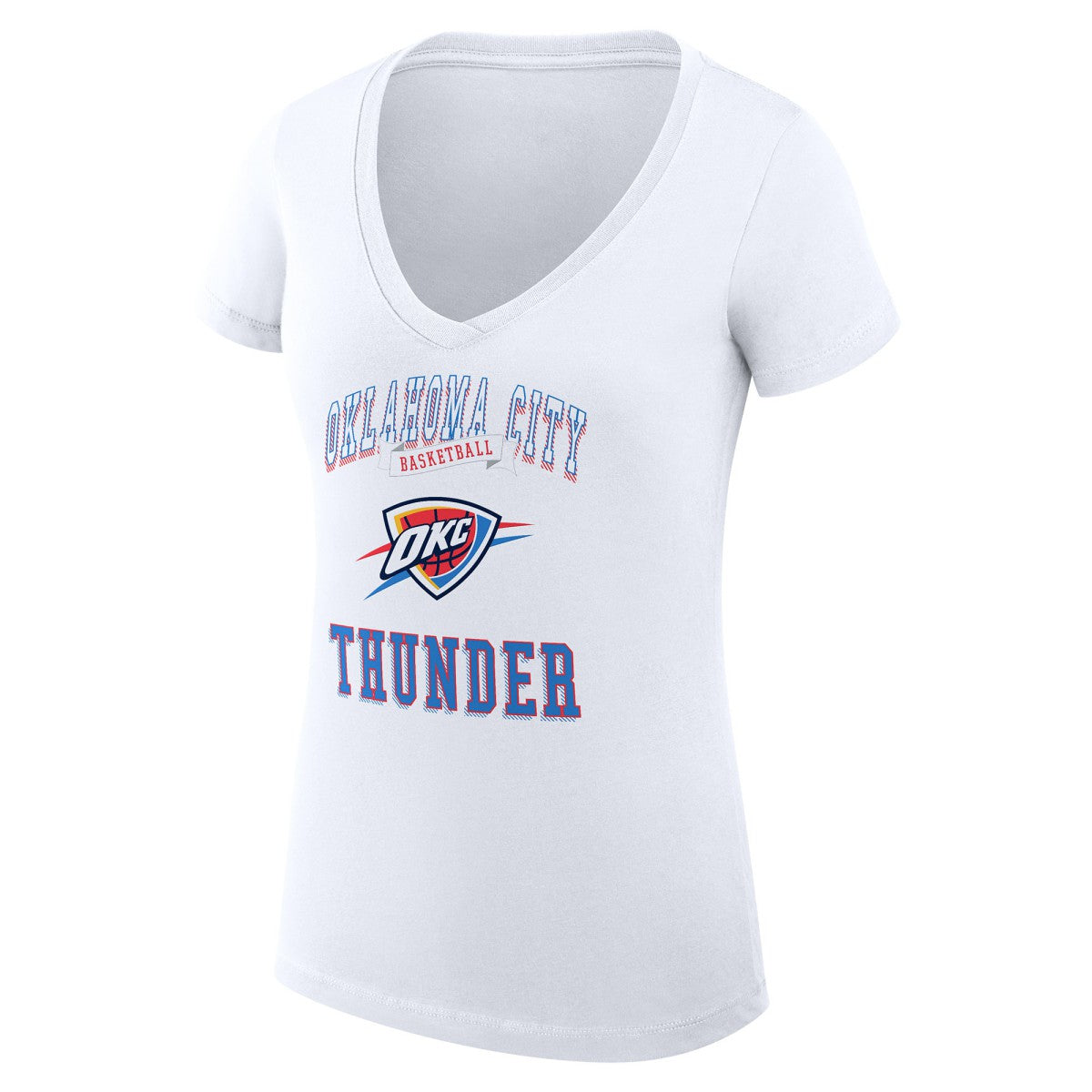Oklahoma City Thunder G-III 4Her by Carl Banks Women's Super-Slim Fit Lightweight Team Logo V-Neck T-Shirt White outlet