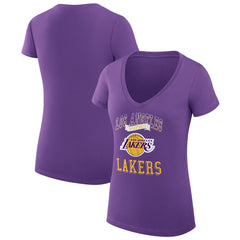 Los Angeles Lakers G-III 4Her by Carl Banks Women's Super-Slim Fit Lightweight Team Logo V-Neck T-Shirt Purple
