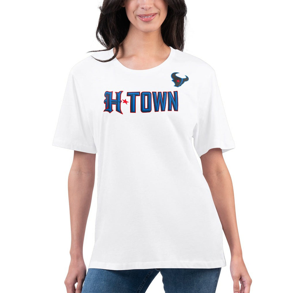 Houston Texans G-III 4Her by Carl Banks Women's Super-Slim Fit Lightweight H-Town T-Shirt - White T-shirts