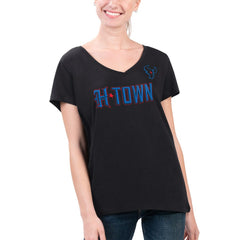Houston Texans G-III 4Her by Carl Banks Women's Super-Slim Fit Lightweight H-Town V-Neck T-Shirt - Black T-shirts