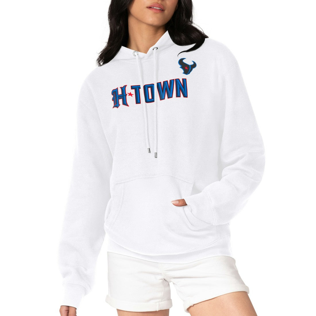 Houston Texans G-III 4Her by Carl Banks Women's H-Town Fleece Pullover Hoodie - White Hoodies