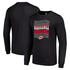 Carolina Hurricanes Starter Four Team Name Logo Long Sleeve Graphic T-Shirt - Black | US 201621799