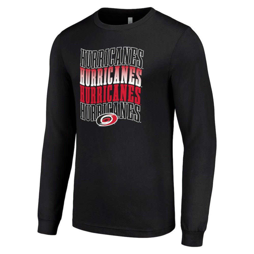 Carolina Hurricanes Starter Four Team Name Logo Long Sleeve Graphic T-Shirt - Black | US 201621799
