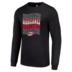 Carolina Hurricanes Starter Four Team Name Logo Long Sleeve Graphic T-Shirt - Black | US 201621799