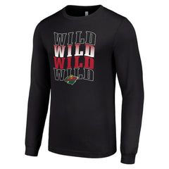 Minnesota Wild Starter Four Team Name Logo Long Sleeve Graphic T-Shirt - Black | US 201621845