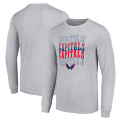 Washington Capitals Starter Four Team Name Logo Long Sleeve Graphic T-Shirt - Heather Gray | US 201621846