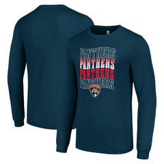 Florida Panthers Starter Four Team Name Logo Long Sleeve Graphic T-Shirt - Navy | US 201621850