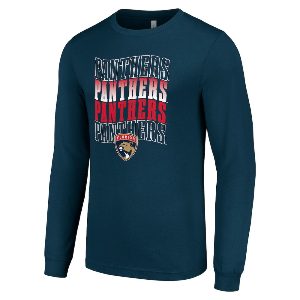 Florida Panthers Starter Four Team Name Logo Long Sleeve Graphic T-Shirt - Navy | US 201621850