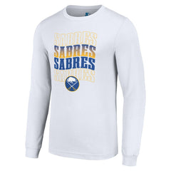 Buffalo Sabres Starter Four Team Name Logo Long Sleeve Graphic T-Shirt - White | US 201621871