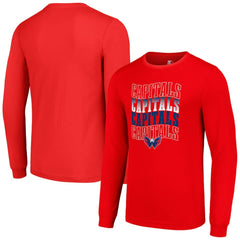 Washington Capitals Starter Four Team Name Logo Long Sleeve Graphic T-Shirt - Red | US 201621872