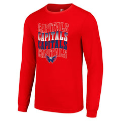 Washington Capitals Starter Four Team Name Logo Long Sleeve Graphic T-Shirt - Red | US 201621872