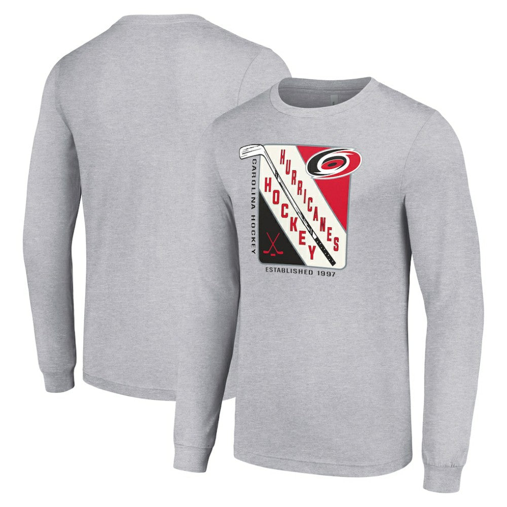 Carolina Hurricanes Starter Shield Long Sleeve Graphic T-Shirt - Heather Gray | US 201622143