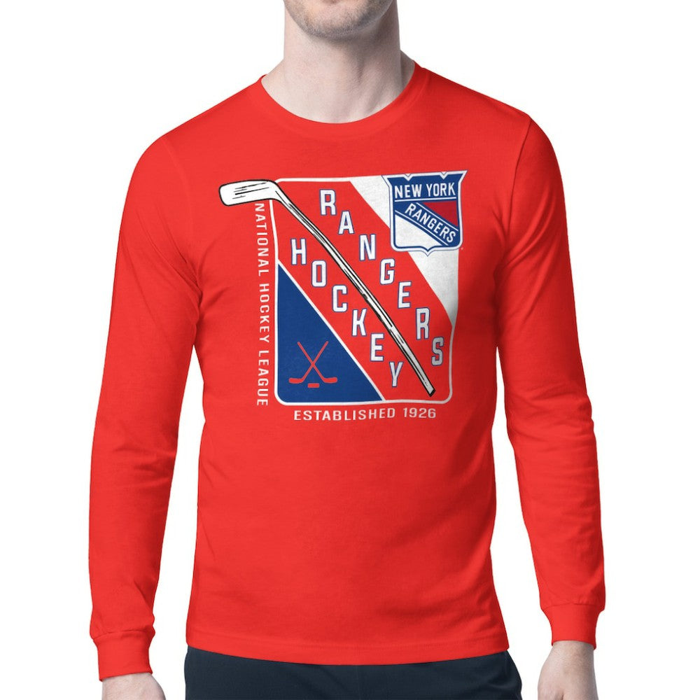New York Rangers Starter Shield Long Sleeve Graphic T-Shirt - Red | US 201622159