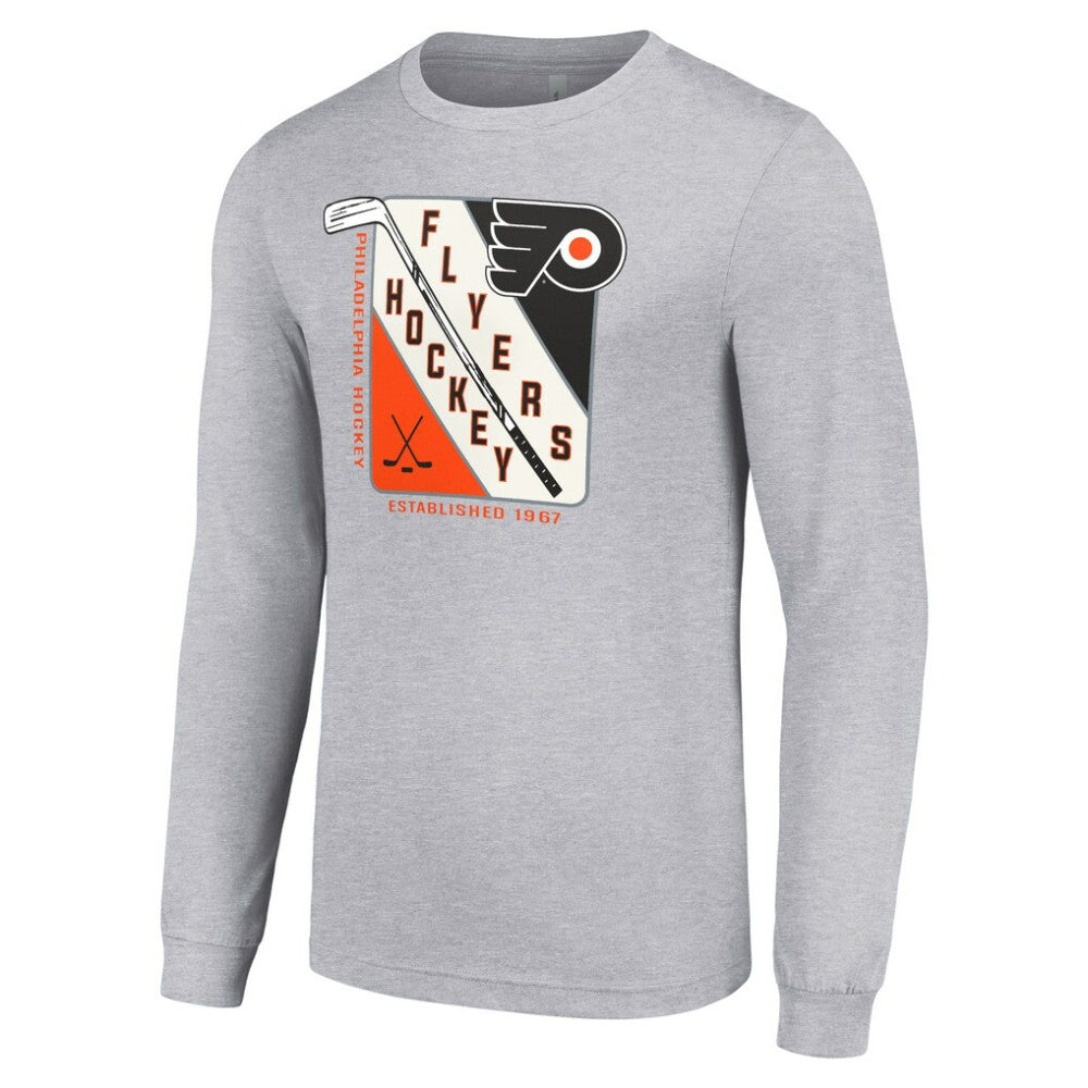 Philadelphia Flyers Starter Shield Long Sleeve Graphic T-Shirt - Heather Gray | US 201622163