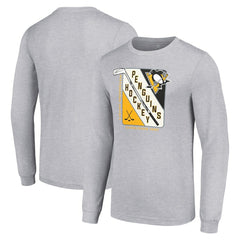 Pittsburgh Penguins Starter Shield Long Sleeve Graphic T-Shirt - Heather Gray | US 201622175