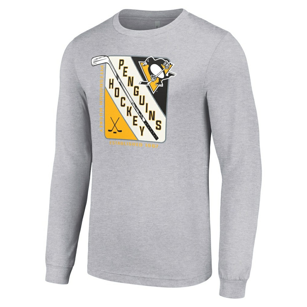Pittsburgh Penguins Starter Shield Long Sleeve Graphic T-Shirt - Heather Gray | US 201622175