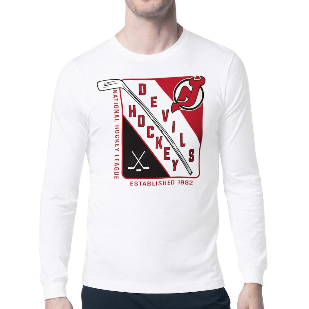 New Jersey Devils Starter Shield Long Sleeve Graphic T-Shirt - White | US 201622186