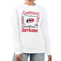 Carolina Hurricanes G-III 4Her by Carl Banks Women's Collage Graphic Fleece Long Sleeve Pullover Sweatshirt - White | US 201622729