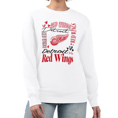 Detroit Red Wings G-III 4Her by Carl Banks Women's Collage Graphic Fleece Long Sleeve Pullover Sweatshirt - White | US 201622734
