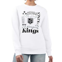 Los Angeles Kings G-III 4Her by Carl Banks Women's Collage Graphic Fleece Long Sleeve Pullover Sweatshirt - White | US 201622737