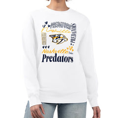 Nashville Predators G-III 4Her by Carl Banks Women's Collage Graphic Fleece Long Sleeve Pullover Sweatshirt - White | US 201622740