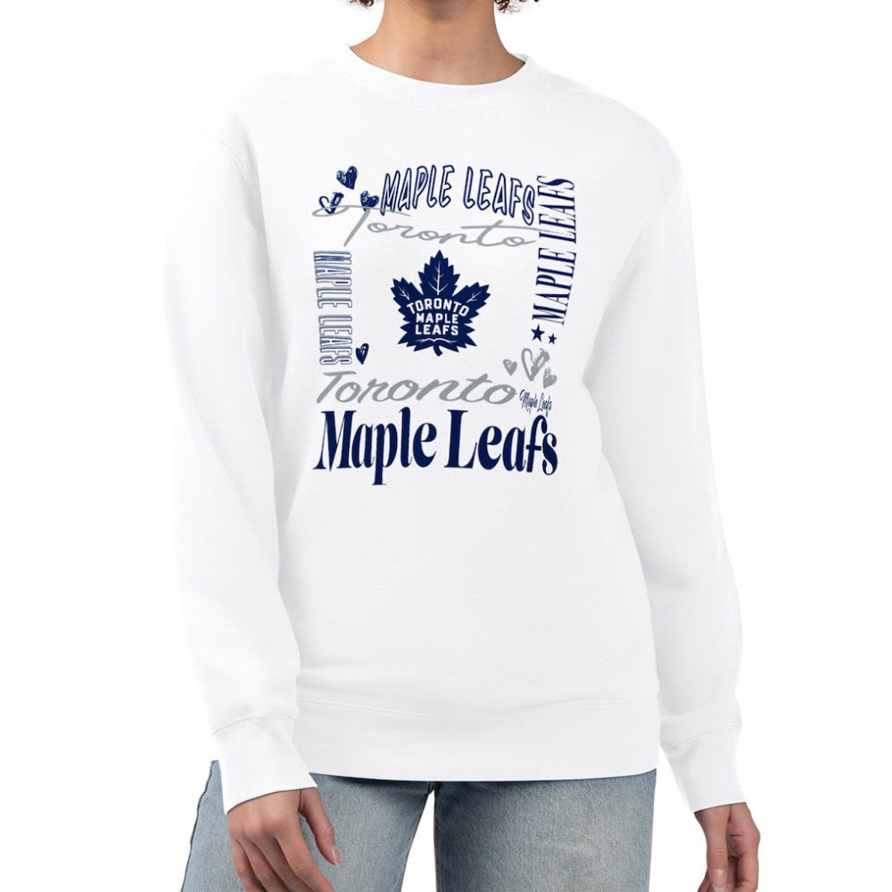 Toronto Maple Leafs G-III 4Her by Carl Banks Women's Collage Graphic Fleece Long Sleeve Pullover Sweatshirt - White | US 201622750