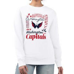 Washington Capitals G-III 4Her by Carl Banks Women's Collage Graphic Fleece Long Sleeve Pullover Sweatshirt - White | US 201622756