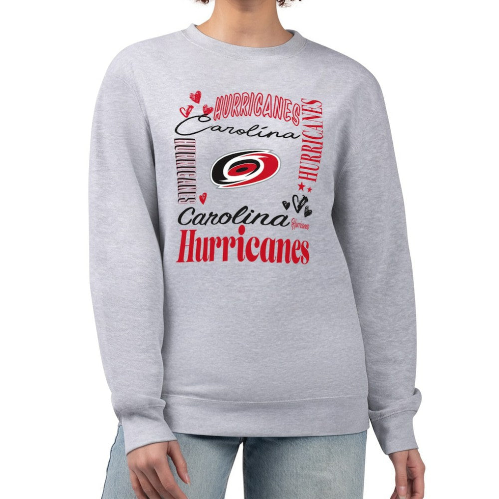Carolina Hurricanes G-III 4Her by Carl Banks Women's Collage Graphic Fleece Long Sleeve Pullover Sweatshirt - Heather Gray | US 201622758