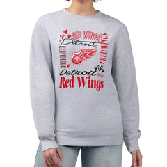 Detroit Red Wings G-III 4Her by Carl Banks Women's Collage Graphic Fleece Long Sleeve Pullover Sweatshirt - Heather Gray | US 201622760