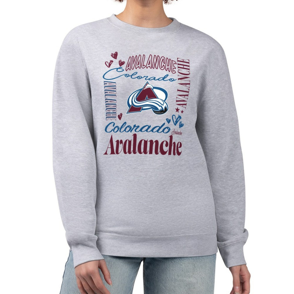 Colorado Avalanche G-III 4Her by Carl Banks Women's Collage Graphic Fleece Long Sleeve Pullover Sweatshirt - Heather Gray | US 201622776