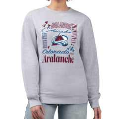 Colorado Avalanche G-III 4Her by Carl Banks Women's Collage Graphic Fleece Long Sleeve Pullover Sweatshirt - Heather Gray | US 201622776