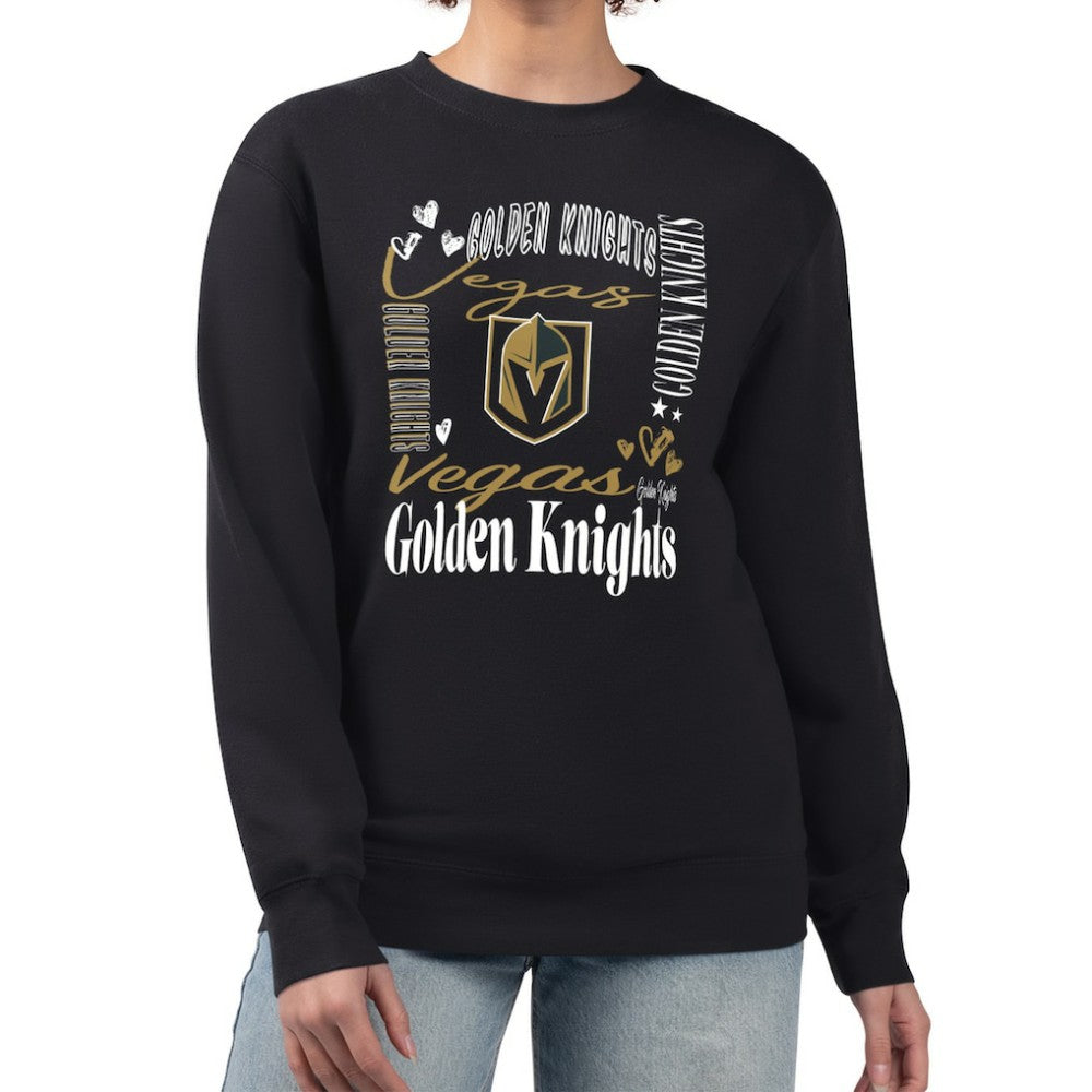 Vegas Golden Knights G-III 4Her by Carl Banks Women's Collage Graphic Fleece Long Sleeve Pullover Sweatshirt - Black | US 201622777