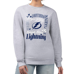 Tampa Bay Lightning G-III 4Her by Carl Banks Women's Collage Graphic Fleece Long Sleeve Pullover Sweatshirt - Heather Gray | US 201622786