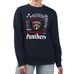 Florida Panthers G-III 4Her by Carl Banks Women's Collage Graphic Fleece Long Sleeve Pullover Sweatshirt - Navy | US 201622795